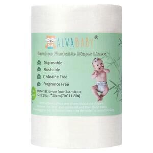 ALVABABY Natural Soft Disposable Diaper Liner for Baby Cloth Diapers- 100 Sheets